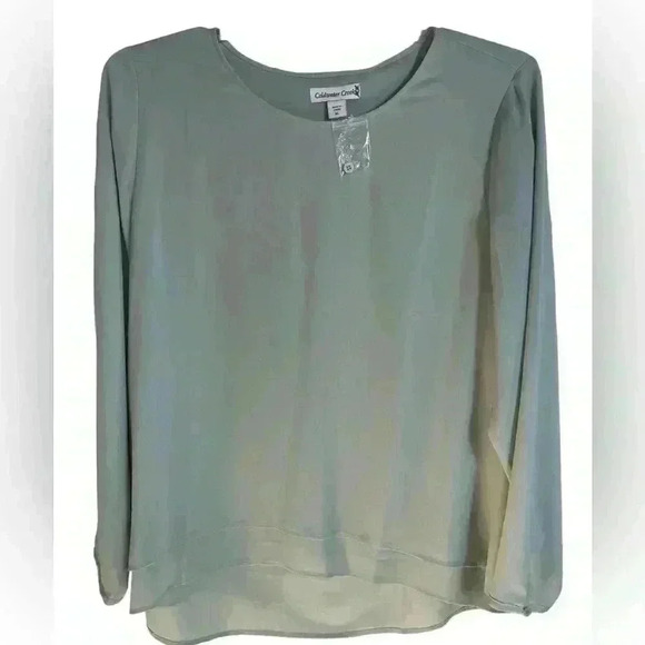 Coldwater Creek NWOT  Flowy Long Sleeve Mint  Blouse Size XL - Picture 2 of 9